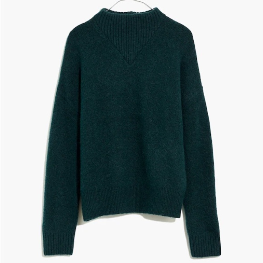 Madewell Dillon Mockneck Pullover Sweater Heather Spruce Size Small